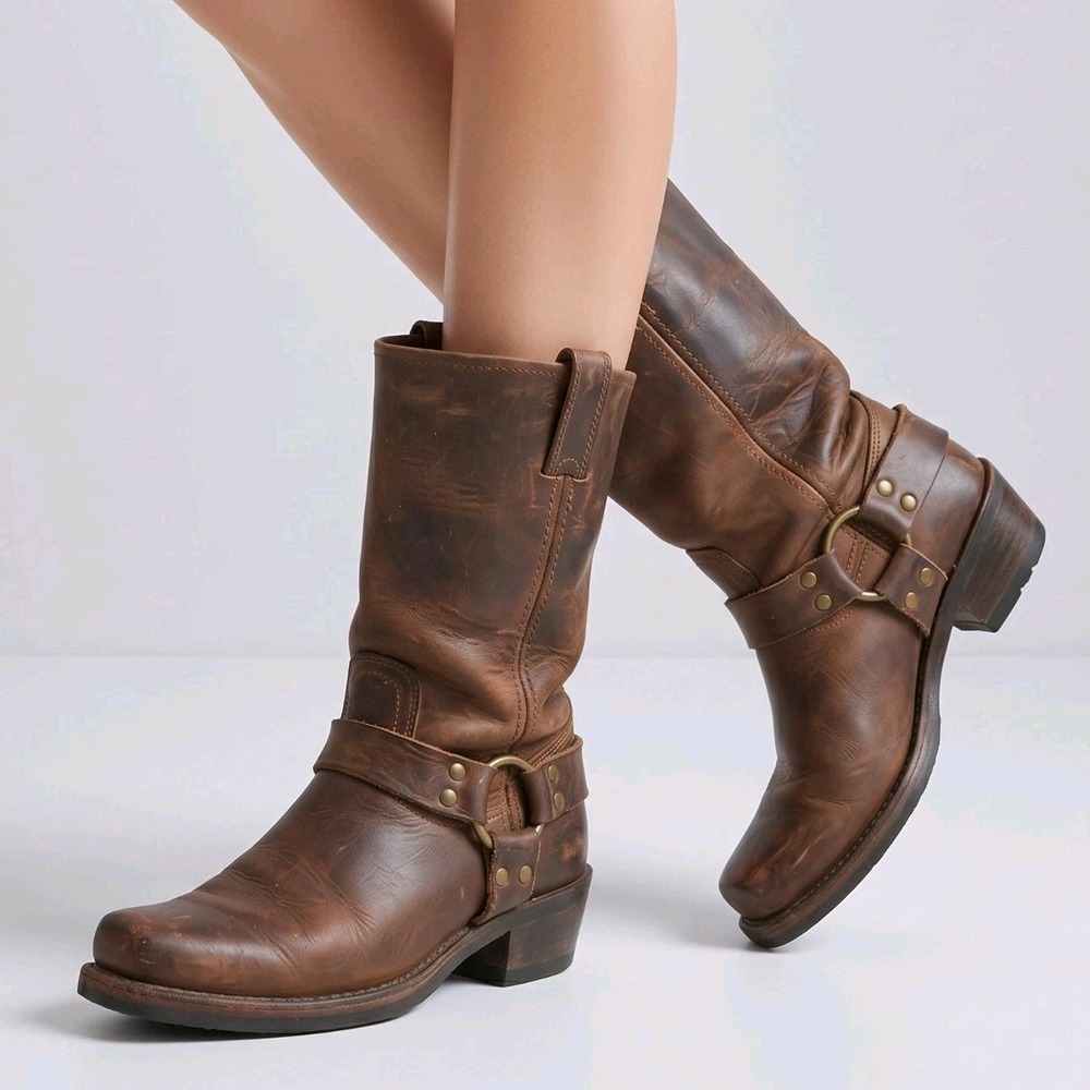 Frye Women's Boots Harness Brown  12R size 8M